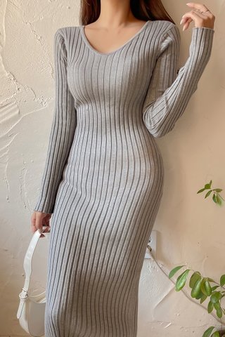 BACKORDER - Morise Sleeve Knit Dress In Grey