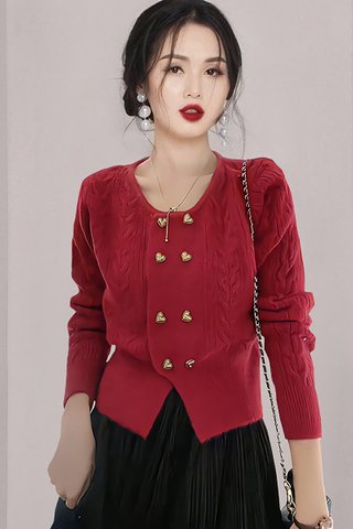 BACKORDER - Shandell Sleeve Knit Top In Red