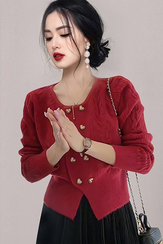 BACKORDER - Shandell Sleeve Knit Top In Red