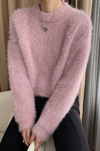 BACKORDER - Irvella Furry Sleeve Top In Pink